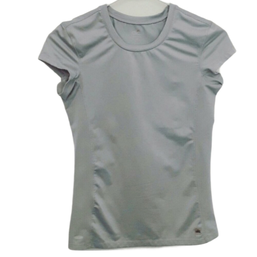 ALO Yoga Cool Fit Grey Short Sleeve Top EUC sz XS